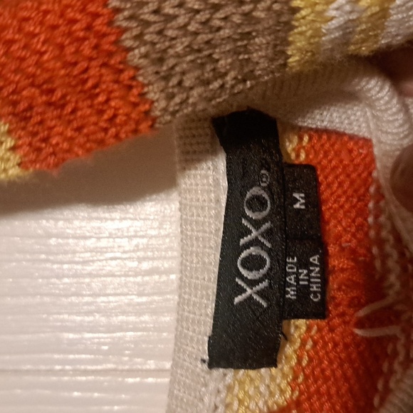 XOXO Striped Knit Sleeveless Cowl Neck Top in Warm Tones and a vintage feel - Picture 3 of 6